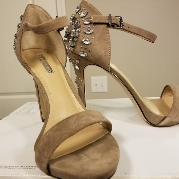 BCBG Glam Estelle Taupe Shoes with Rhinestones - Picture 2 of 4